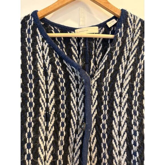 Sleeping on Snow ONE SIZE Tajo Jacquard Poncho Navy Cream GORGEOUS - Picture 6 of 8